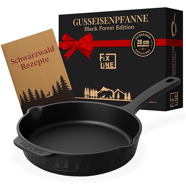 Poêle en fonte émaillée FIXLINE BLACK FOREST de 28 cm