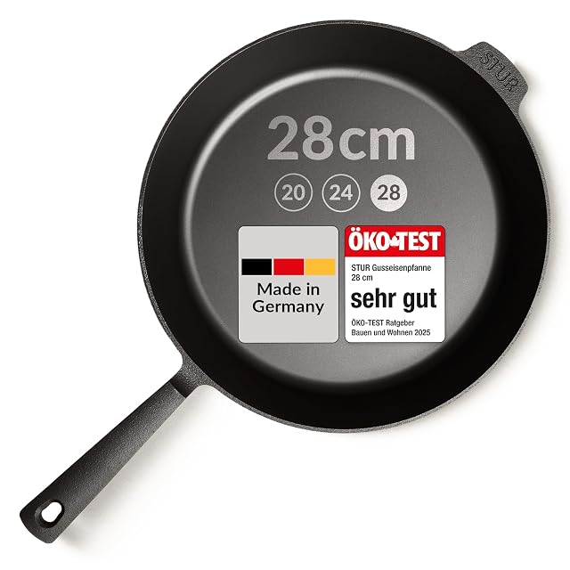 Poêle en fonte STUR de 28 cm fabriquée en Allemagne