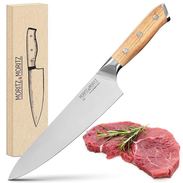 Couteau de chef Moritz & Moritz 5785 de 20 cm à manche en acacia
