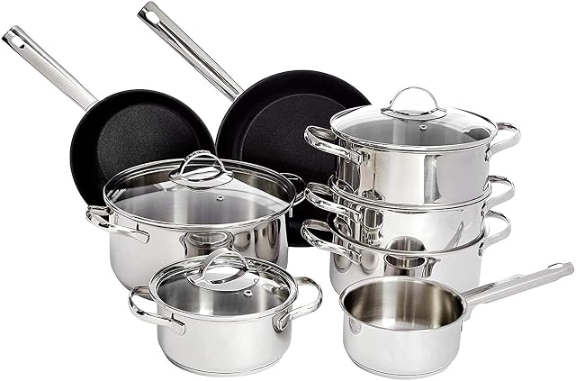 Batterie de cuisine en inox Amazon Basics 11 pièces