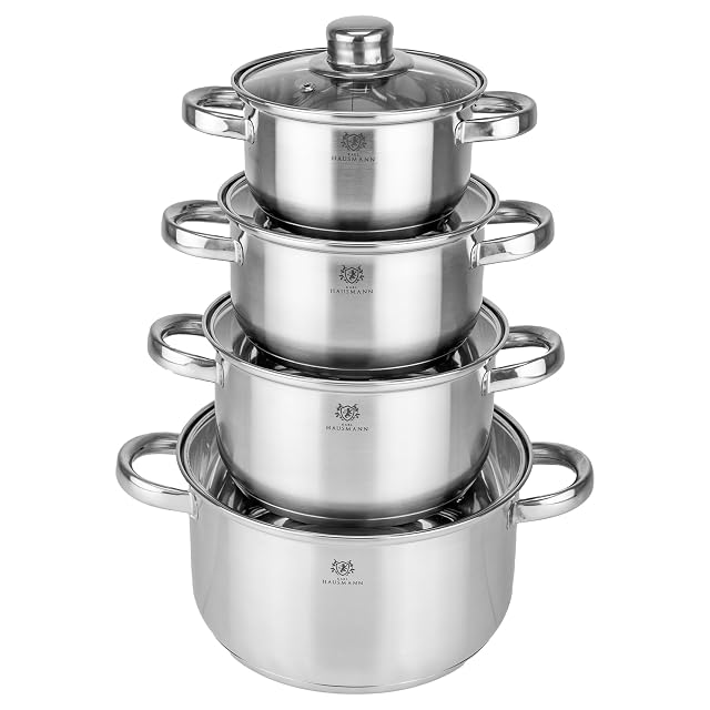 Batterie de cuisine en inox KARL HAUSMANN 4 pièces avec thermomètres de couvercle