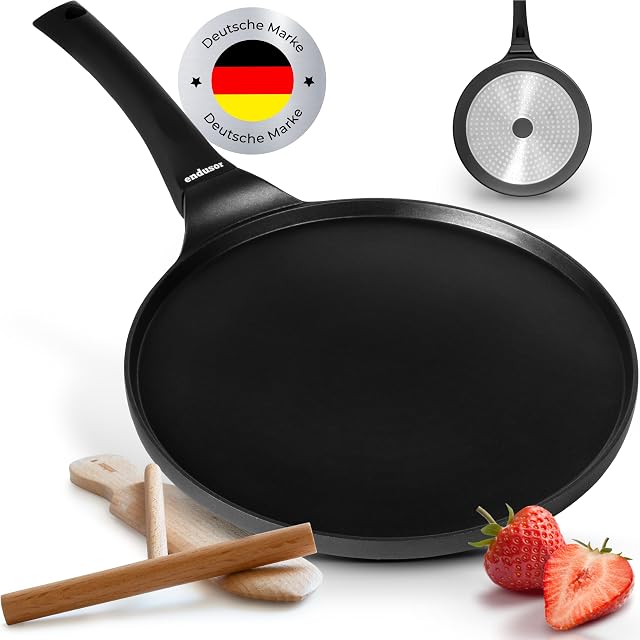 Crêpière endusor de 26 cm avec râteau et spatule en hêtre