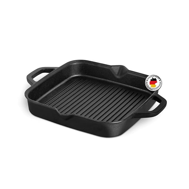 Poêle-gril en fonte pré-culottée BURNHARD 946105 de 30 cm