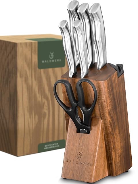 Lot de 7 couteaux WALDWERK avec bloc en acacia