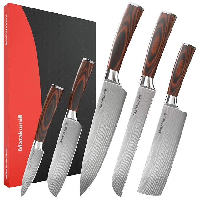 Lot de couteaux de cuisine Matakumi MA6545 à motif Damas