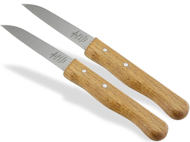 Deux couteaux d’office Solingen InstrumenteNrw à manches en hêtre