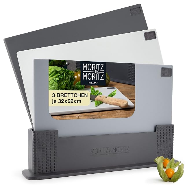Lot de 3 planches à découper en plastique Moritz & Moritz 2920 avec support