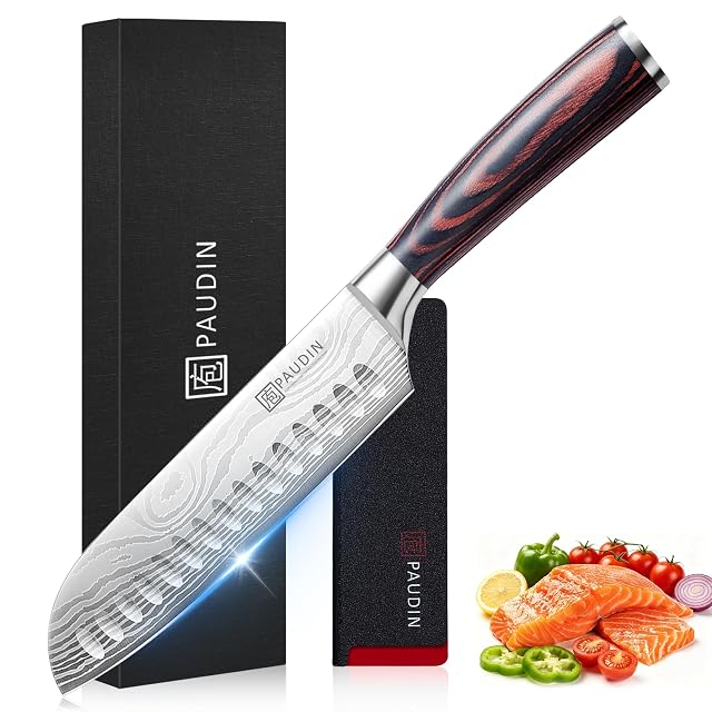 Couteau santoku PAUDIN de 17,8 cm à manche pakkawood