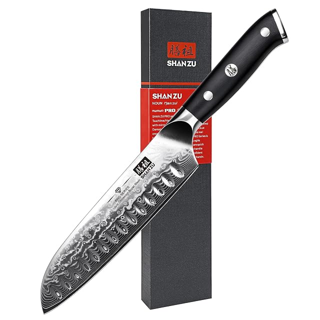 Couteau santoku damas SHAN ZU de 18 cm