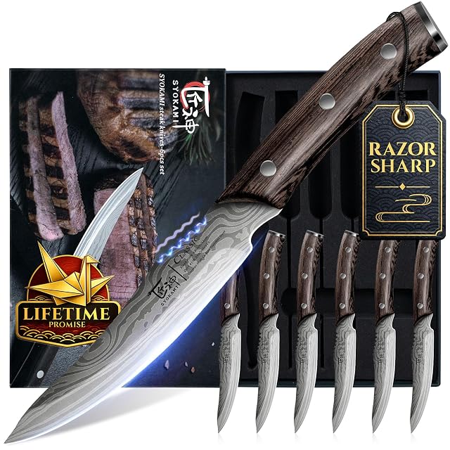 Lot de 6 couteaux à steak de style japonais SYOKAMI