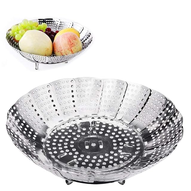 Panier vapeur pliant réglable en inox Aomig