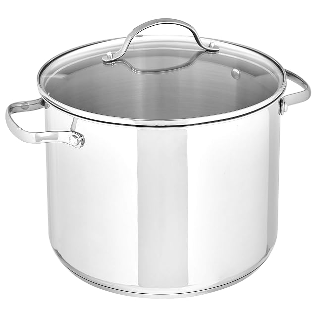 Marmite en inox Amazon Basics de 7,6 litres avec couvercle en verre
