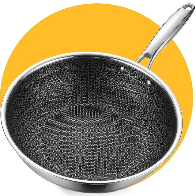 Wok en inox nid d’abeille Pasper WOK-28 de 28 cm